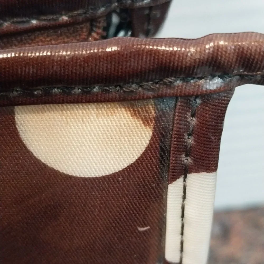 Kate Spade Brown and White Polka Dot Pouch..